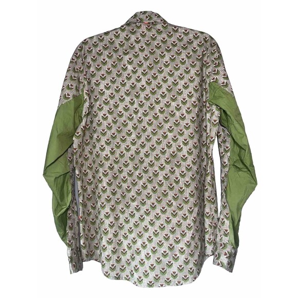 Men’s Hugo Boss Button Up Green Print Long Sleeve Size Large - Picture 2 of 9